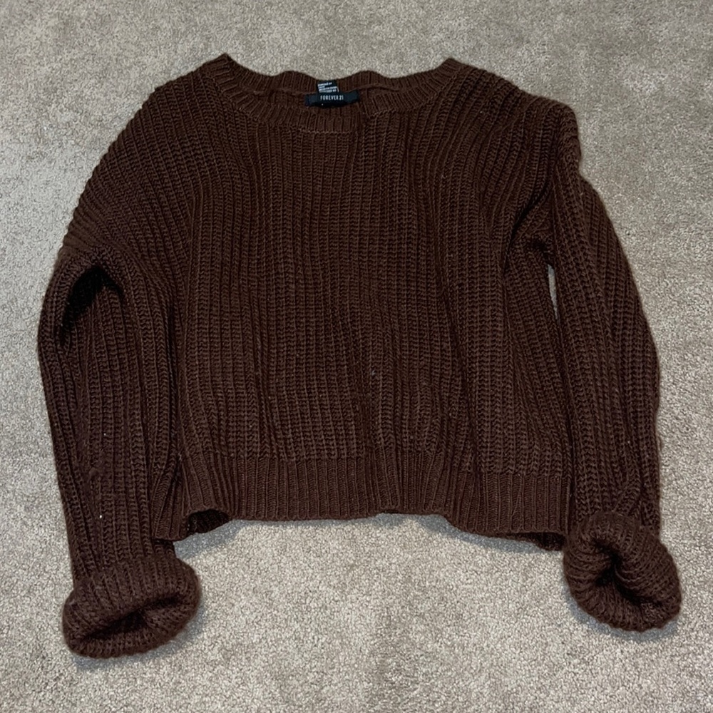 brown knitted sweater
